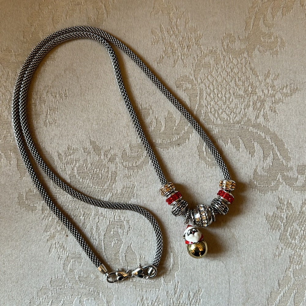 Brighton Santa holiday slide bead rope chain 32” necklace w/heart clasps